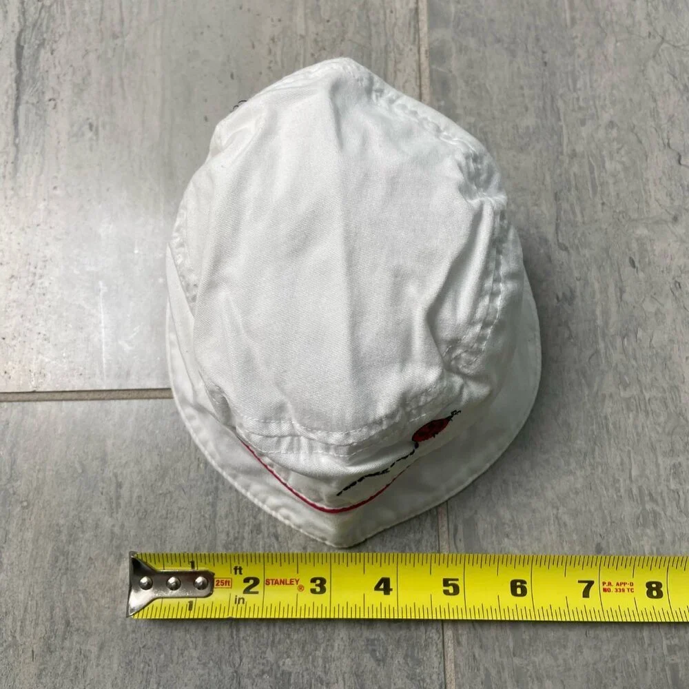Gymboree Cotton Embroidered Ladybug Sun Bucket Hat White Red Size 0-6 months - Picture 7 of 9